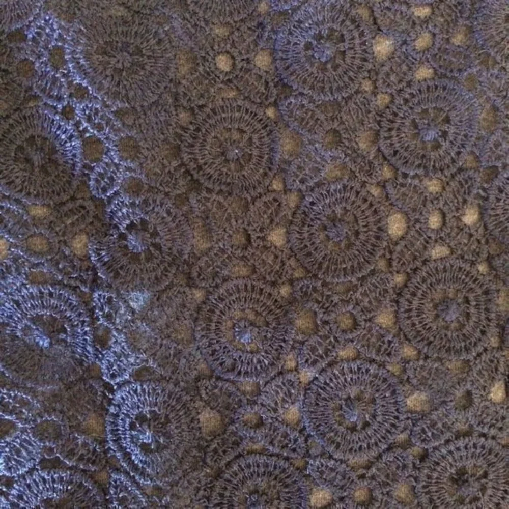Girls Sz 7-8 Blue Blouse Top Front Overlay knit Crochet Short Sleeve Size Small